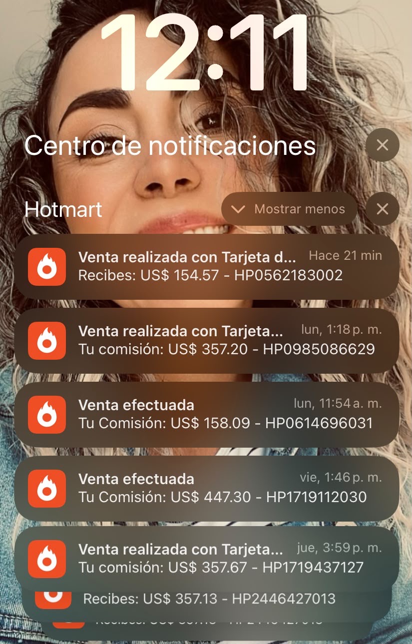 Notificación de venta realizada en Hotmart