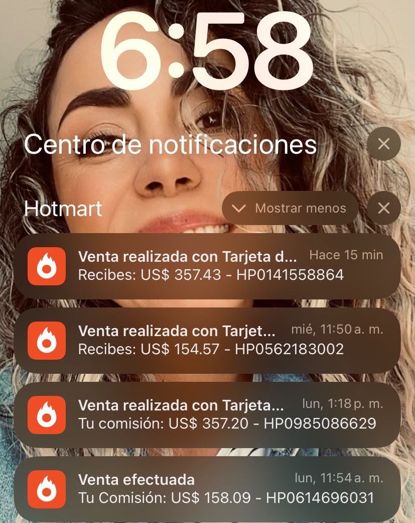 Notificación de venta realizada en Hotmart