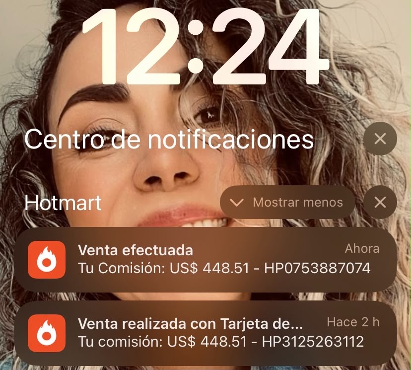 Notificación de venta realizada en Hotmart