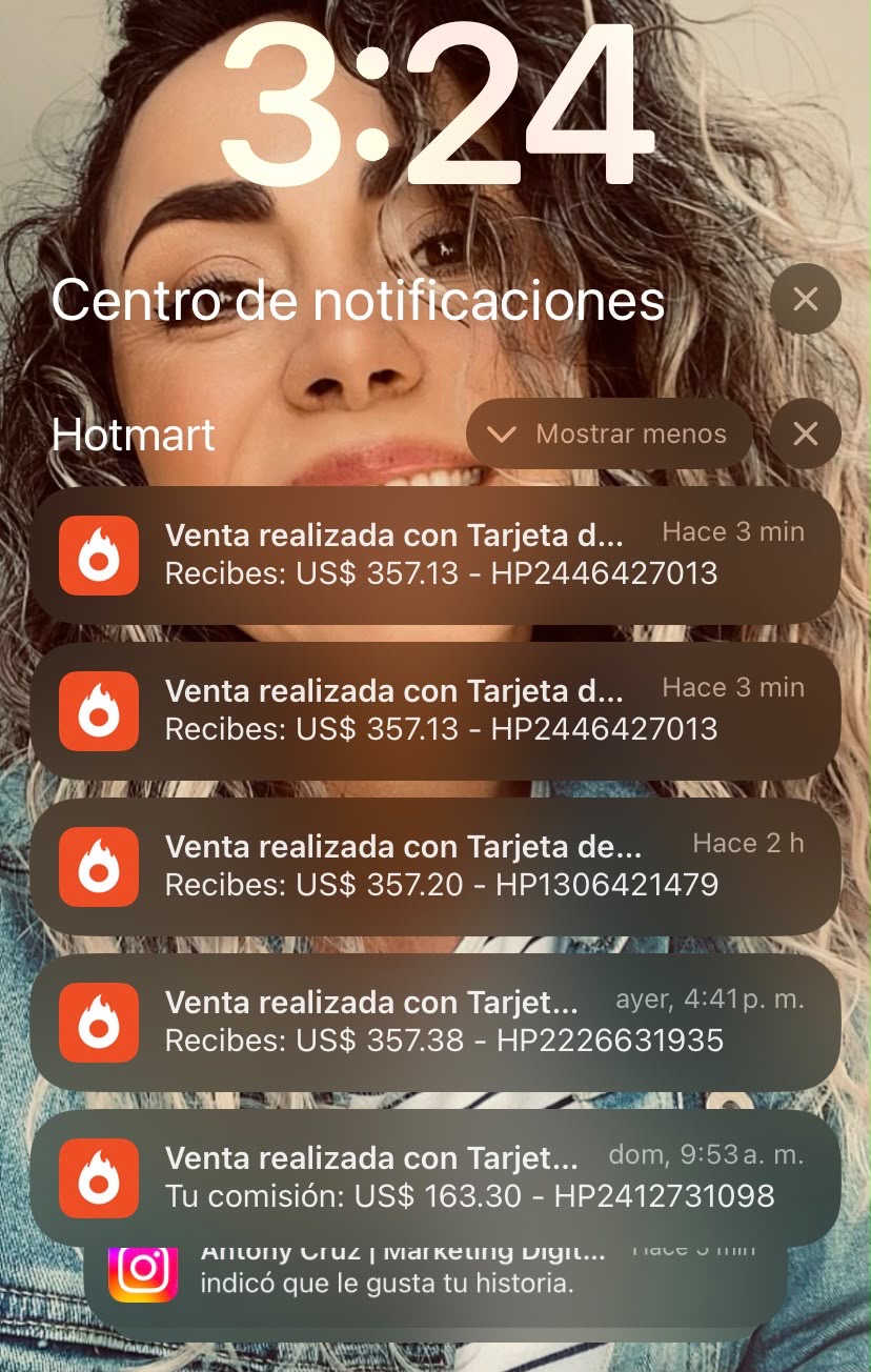 Notificación de venta realizada en Hotmart