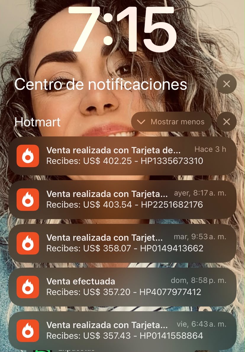 Notificación de venta realizada en Hotmart